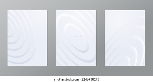 Abstract white backgrounds with Neumorphic Circles. Round geometric shapes neomorphism style