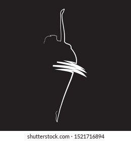 abstract white ballerina on black background, vector illustration