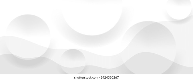 abstract white banner background with circle texture composition. vector illustration