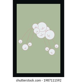 Abstract white berries on green background, vector