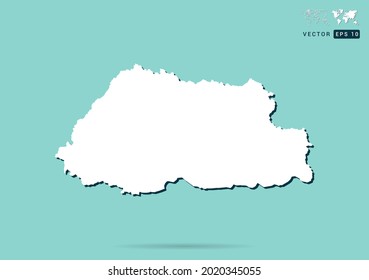 Abstract white Bhutan map and black shadow on green background vector.