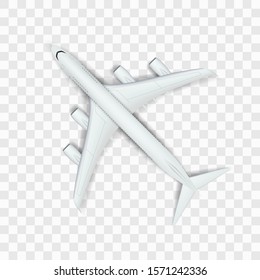 Abstract White Big Airplane On Transparent Background. EPS10 Vector