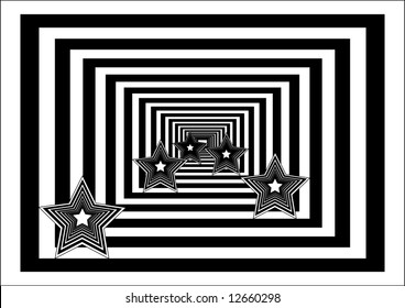 Abstract white and black background with star