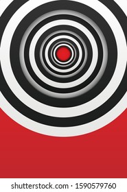 Abstract. White and black circle shape overlap on red background. paper art style. light and shadow. vector.