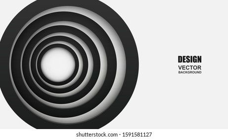 Abstract. White and black circle shape overlap on white background. paper art style. light and shadow. vector.