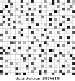 Abstract white to black color boxes random background pattern for your wallpaper, background, poster, presentation or ad.