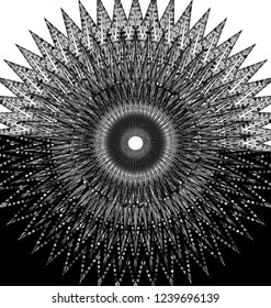 abstract white and black color circles bang with ornamemt