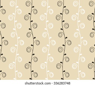 Abstract white and black creeper on cream seamless pattern background wallpaper. Vector image