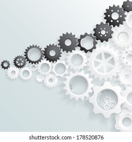 Abstract white and black gears background