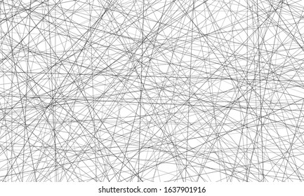 Abstract White and black Geometric art random intersecting lines background vector design