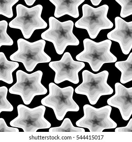 Abstract white, black geometric Seamless pattern.silver stars on a black background.For fabric ,Wallpaper and packaging.Vector illustration.