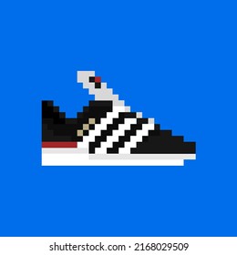 Abstrakte weiße schwarze rote Wildleder Skateboardschuhe Schuhe Die 3 Streifen Adi Dennis Busenitz Copa Mundial 8 Bit Pixel Art