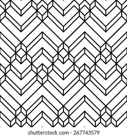 Abstract White & Black Light Chevron Geometric Pattern