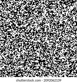 Abstract white to black pixels seamless pattern, monochrome vector background, noise illustration. Vector QR-code effect texture.