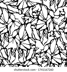 Abstract white and black texture. Seamless pattern with chaotic lines. Template for cards, covers, textile design.