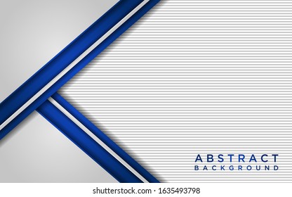 Abstract white and blue background with overlap layers and line texture