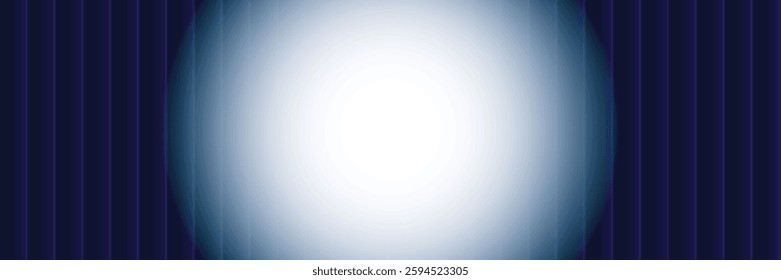 Abstract white and blue color background with glowing light at center of midnight blue straight lines pattern. Vector illustration.