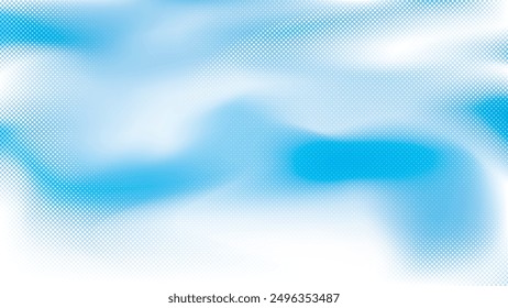 Abstract white and blue color gradient background with halftone effect. Vector illustration.