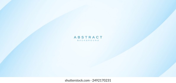 Abstract white and blue curved lines background. Clean minimal banner. Vector illustration