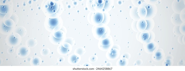 Abstract white and blue glowing bubbles background with futuristic and airy feel, creating a serene composition