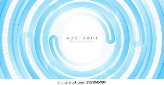 Abstract white and blue gradient geometric background. Swirl circle. Circular motion lines. Modern graphic design elements. Futuristic concept. Suit for banner, brochure, poster, cover, website, flyer