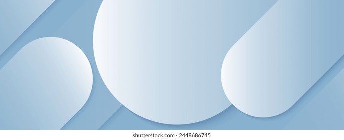 Abstract white and blue gradient geometric shapes background. Elegant diagonal rounded shapes. Modern corporate concept. Suit for brochure, business, cover, flyer, website, poster, banner