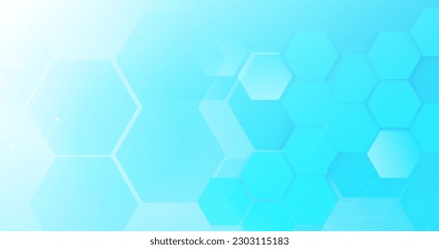 Resumen de fondo hexágono blanco y azul. antecedentes del concepto de ciencia y tecnología de la atención de la salud. Ilustración del vector