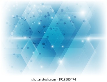 Resumen del fondo del patrón hexágono blanco y azul. Concepto médico y científico, molécula de estructura y comunicación. 