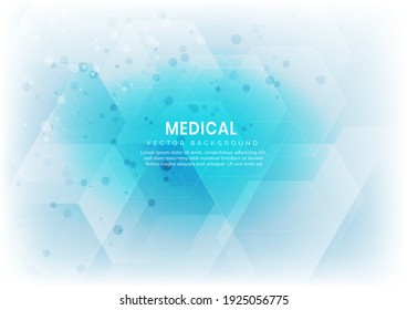 Abstract White And Blue Hexagon Pattern Background. Medical And Science Concept And Structure Molecule And Communication. Vector Illustration