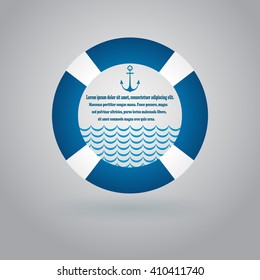 Abstract white and blue lifebuoy background with copy space.