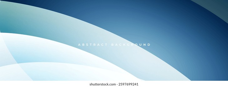Abstract white and blue modern wide background with dynamic circle shapes. Vector illustration