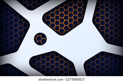 abstract white blue navy gradient overlap layers with hexagon texture background. eps10 vector