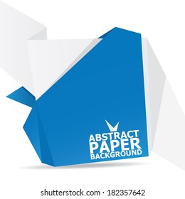 Abstract white and blue paper origami banner . Vector origami Speech bubble. Vector abstract paper background for website or cover design. blue stylish brochure for text and advertising.