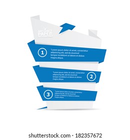 Abstract white and blue paper origami banner . Vector origami Speech bubble. Vector abstract paper background for website or cover design. blue stylish brochure for text and advertising.