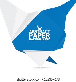 Abstract white and blue paper origami banner . Vector origami Speech bubble. Vector abstract paper background for website or cover design. blue stylish brochure for text and advertising.
