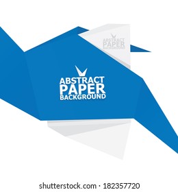 Abstract white and blue paper origami banner . Vector origami Speech bubble. Vector abstract paper background for website or cover design. blue stylish brochure for text and advertising.