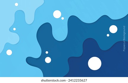 abstract white and blue papercut layers background
