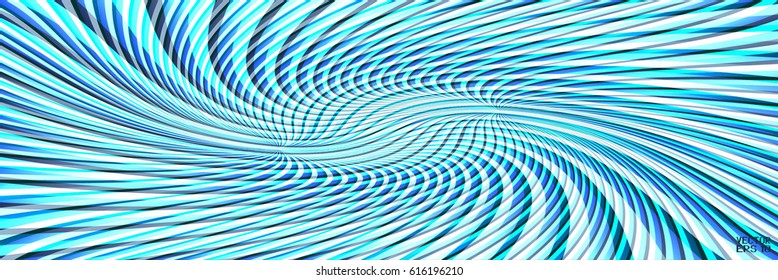 Abstract White and Blue Pattern with Stripes. Spiral Structural Curvilinear Texture. Vector Illustration