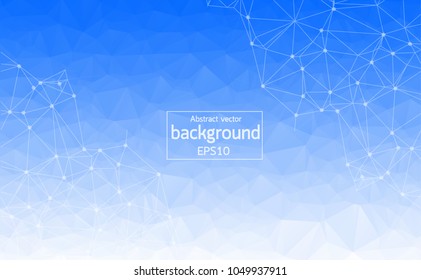 Abstract White Blue Polygonal Space Background with Connecting Dots and Lines. Geometric Polygonal background molecule and communication. Concept of science, chemistry, biology, medicine, technology.