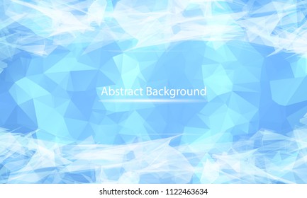 Abstract White Blue polygonal surface background. Low poly mesh design with connecting dot and line. Connection triangle structure. Vector geometry futuristic decoration. Greeting card.