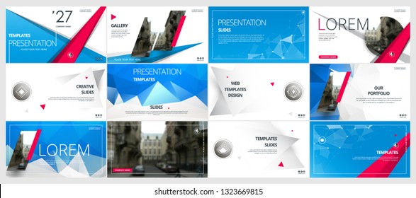 Abstract White, Blue Presentation Slides. Modern Brochure Cover Design. Fancy Info Banner Frame. Creative Infographic Elements Set. Urban City Font. Vector Title Sheet Model. Ad Flyer Style Template