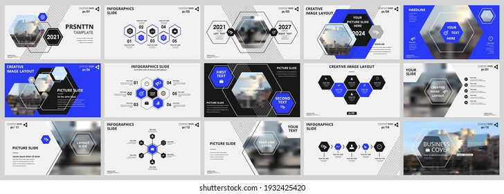 Abstract white, blue slides. Brochure cover design. Fancy info banner frame. Creative set of infographic elements. Urban. Title sheet model set. Modern vector.  Presentation templates, corporate.