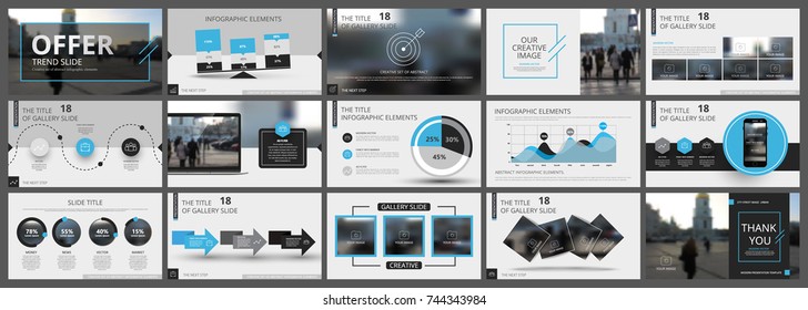 Abstract white, blue, slides. Brochure cover design. Fancy info banner frame. Creative set of infographic elements. Urban. Title sheet model set. Modern vector.  Presentation templates, corporate.