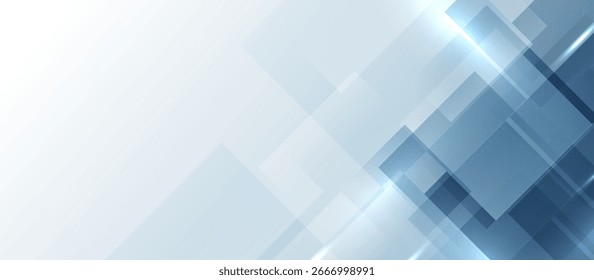 Abstract white and blue square shape with futuristic hi technology concept background