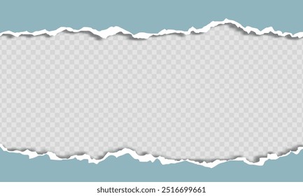 abstract white and blue torn paper edges design with empty space for text, ripped paper element design isolated