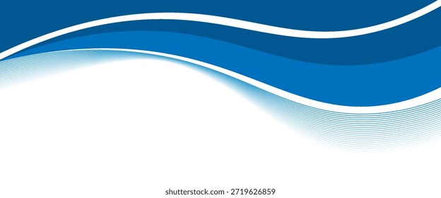 Abstract white and blue wave wide banner background