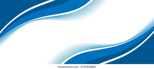 Abstract white and blue wave wide banner background