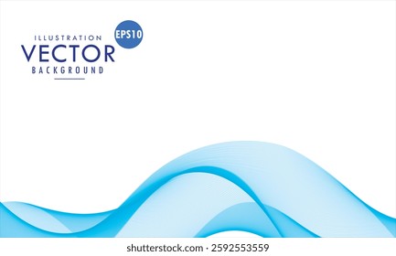 Abstract white and blue wavy line connection technology background. Modern minimal trendy shiny lines pattern, abstract blue wave background with dots and wavy lines