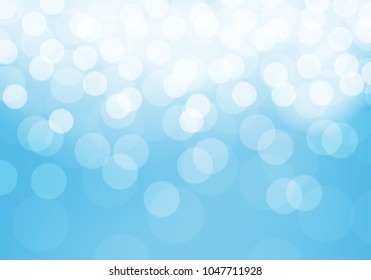 Abstract white bokeh blur light on soft blue sky luxury background vector illustration.