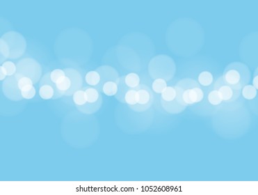 Abstract white bokeh blur on soft blue luxury background vector illustration.